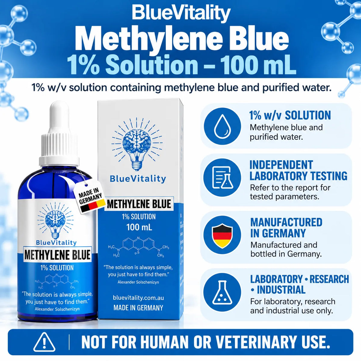 BlueVitality Methylene Blue 1% Solution – 100 mL
